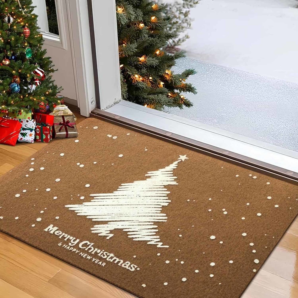 Asrug Christmas Door Mat Outdoor Indoor Christmas Doormat Christmas Tree